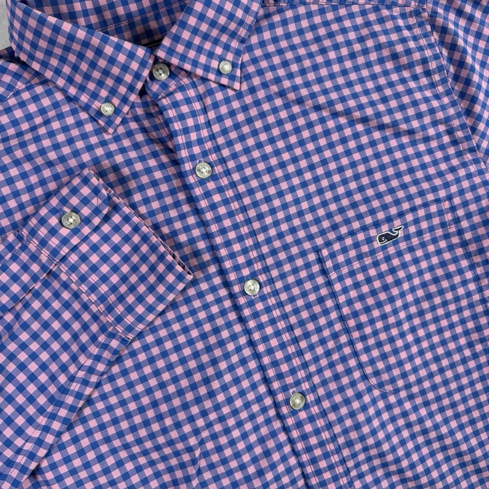 Vineyard Vines Performance Classic Fit Tucker Shirt Men's S Blue Pink Check